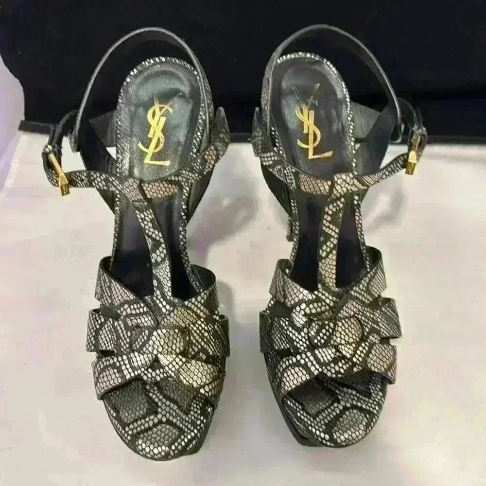 Yves Saint Laurent Tribute Python Print Platforms Size 38.5